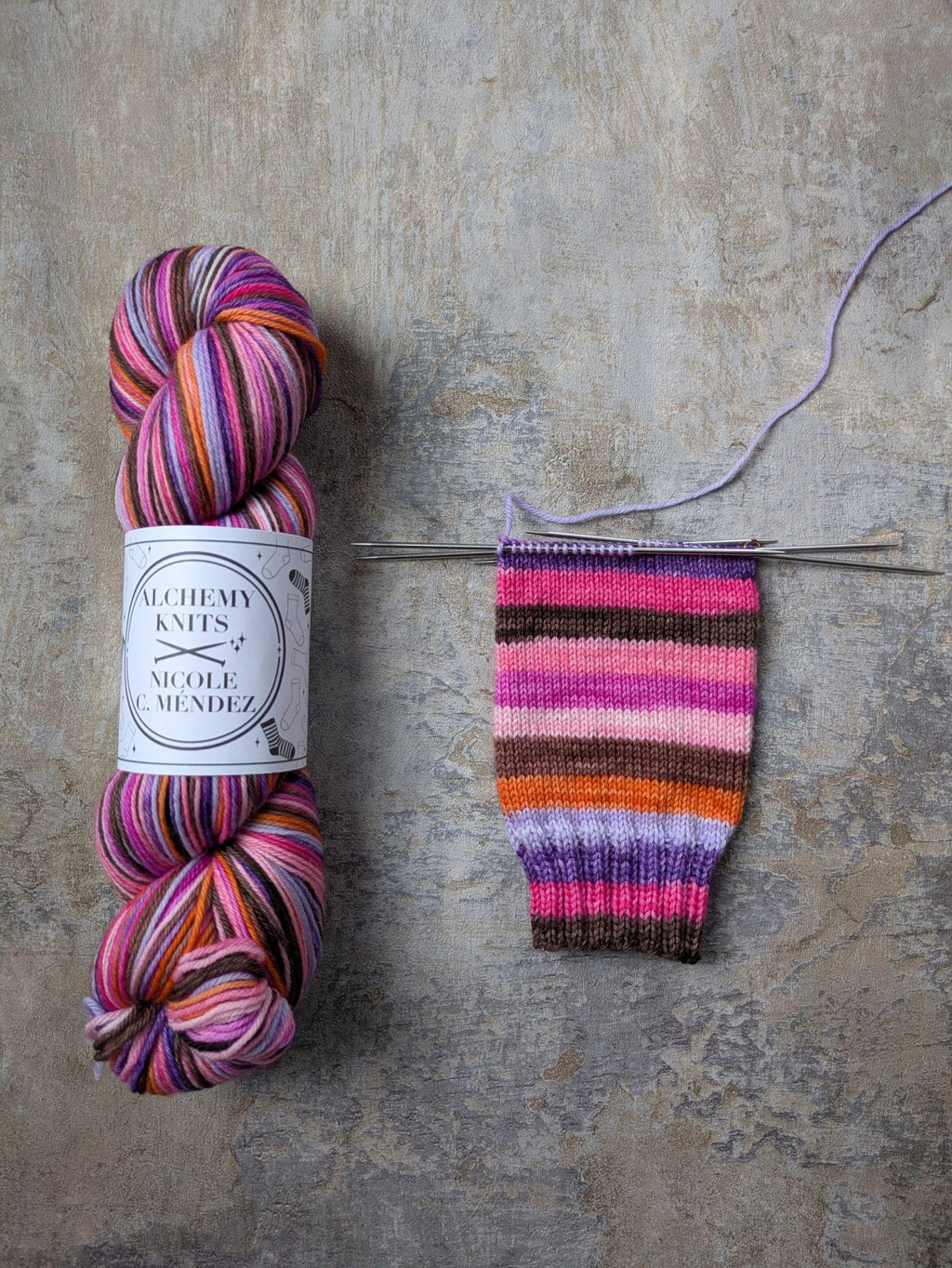 Self-Striping Sock Yarn - Spellbook PRE-ORDER (dyed by Nicole C. Méndez)